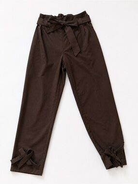 Grace Karin Black Paperbag Waist Tie Ankle Pants Size Medium